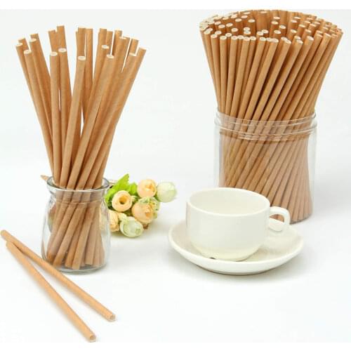 50pcs One Time Eco Friendly Vintage Kraft Paper Straws Wedding Beverage Straws Birthday Party Decoration Event Party Supplies