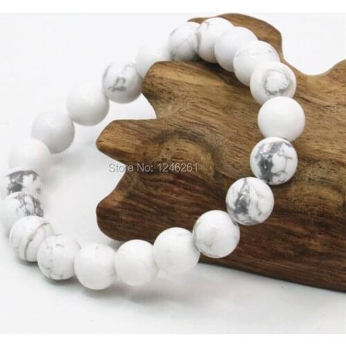 8mm Natural White Turkey Stone Beads Bracelet Girls Christmas Gifts Fashion Jewelry Making Design Hand Made Ornaments 7.5inch