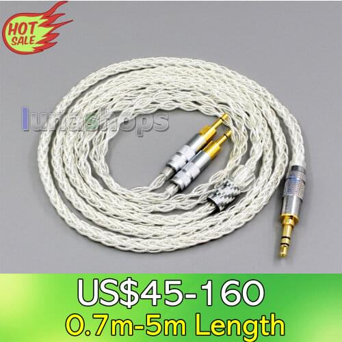 LN006427 99% Pure Silver XLR 2.5mm 4.4mm 3.5mm 8 Core Headphone Earphone Cable For Sennheiser HD700