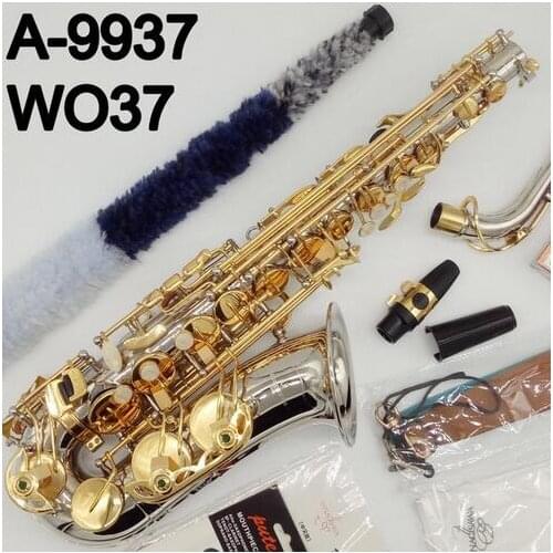 Alto Saxophone A-9937 WO37 Nickel Plated Gold Key Sax Alto Musical Instruments Professional A-9937 A-WO37 Included Case