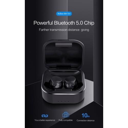 Rollme T07 TWS V5.0 Bluetooth Earphones True Wireless Headsets 3D Stereo Sound Earbuds Dual Microphone Headset With Charg