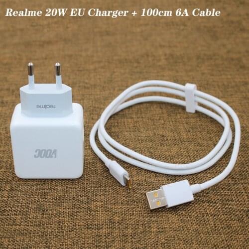 5V 4A Super Charger For Realme 6 X2 X50 Pro VOOC Charging 20W EU Power Adapter 6A Type C Cable For Realme X2 X3 X7 PRO X50m V15
