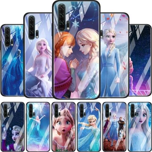 Tempered Glass Cover Beautiful Princess Elsa For Honor 30 20 10 9X 8X Lite Pro Plus Silicone Phone Case Coque Shell