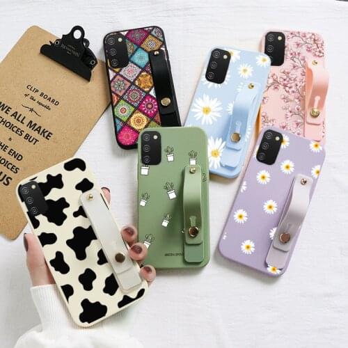 Wrist Strap Case For Samsung Galaxy A02S 4G Fundas Flowers Soft Silicone Phone Cover For Samsung GalaxyA02S A 02 S Bumper 6.5"