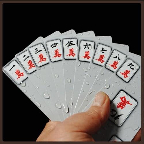 Black Waterproof Mahjong Poker Cards Plastic Gambling Pvc Portable Travel China Family Games Juegos De Mesa Gift Card Play Store