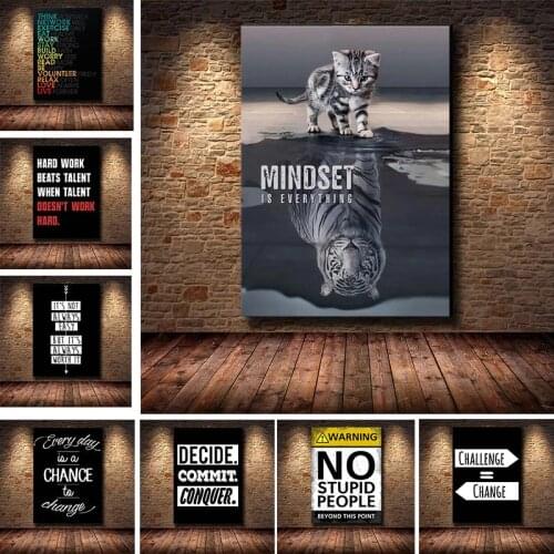 Office Decor Wall Art Motivational Phrases Poster Inspiring Words Wall Art No Pain No Gain Canvas Painting Prints cuadros