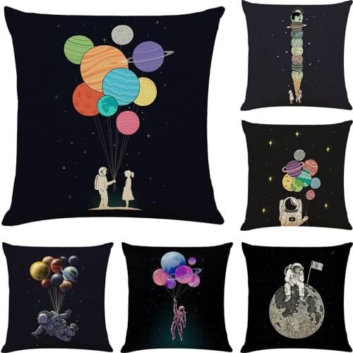 Outer Space Print Cushion Cover Hoga 45x45cm Decorative Funda Cojines Housse De Coussin Nordic Home Decoration Throw Pillow