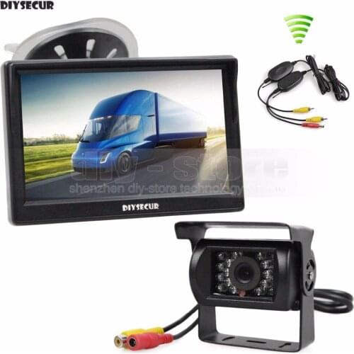 DIYSECUR Wireless Waterproof CCD Reverse Backup Car Truck Camera IR Night Vision + 5 inch LCD Display Rear View Car Monitor