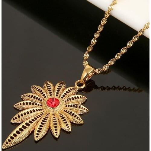 Ethiopian Blue Green Blue Stone Pendant Necklace Women Men Gold Color Trendy Chain Jewelry