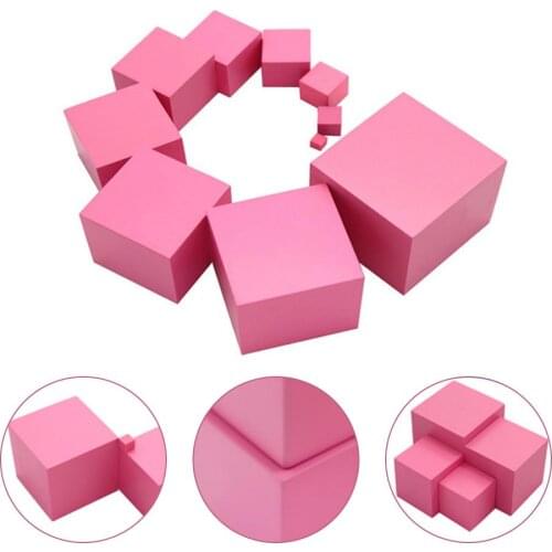 Montessori Toy Pink Tower Math Toy Sensory Training Building Blocks Wooden 10pcs Cubes Early Education Toy