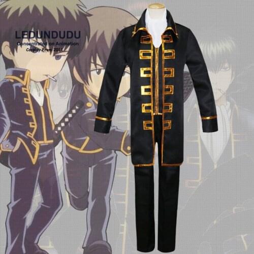 Anime GINTAMA Cosplay Costumes Okita Sougo Shinsengumi Coat Men Fancy Party Uniform Outfit set for Halloween