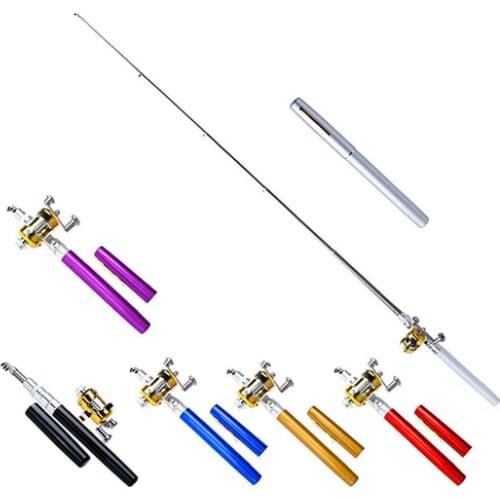80%HOT Mini Outdoor Pocket Fish Pen Shape Fishing Rod Aluminum Alloy Fishing Pole