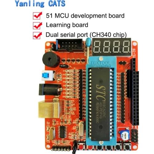 51 MCU Development Board with STC89C52RC Compatible for AT89S51 AT89S52 Microcontroller Learning Board DIY Intelligent CarYL-39