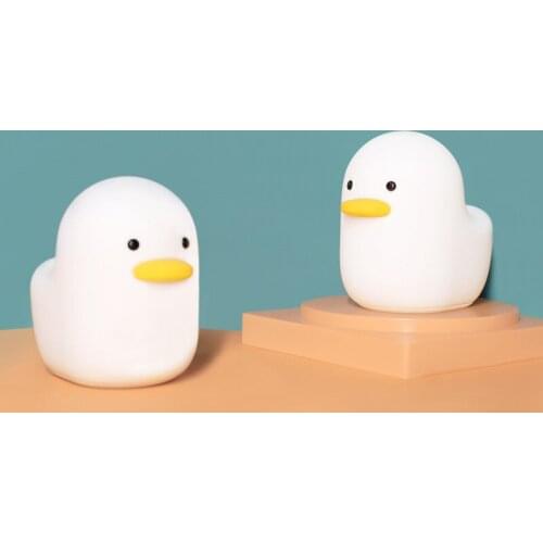 LED Cute Night Light Silicone Soft Touch Sensor Animal Duck USB Night Lamp For Baby Children Kid Bedroom Decorative Gift Lamp