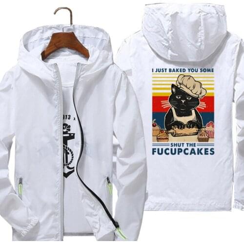 Mens Cat I Just Baked You Some Shut The Fucupcakes Plus Size Sportswear Thin Reflective Sunscreen Windbreaker Skin Jacket Coat