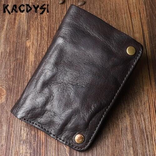 Genuine Cow Leather Designer Men Wrinkle Wallet Leather High Quality Man Wallets Vintage Money Clips Luxury Short Billfold Purse