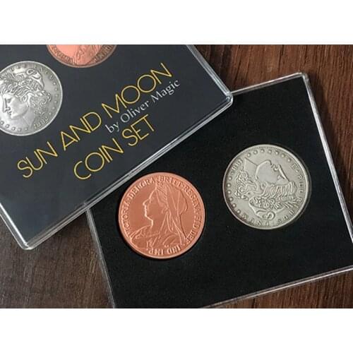 Sun and Moon Coin Set (Morgan/Queen Victoria) by Oliver Magic Coin Magic Tricks Illusions Close up Magic Visual Magic Effect Fun