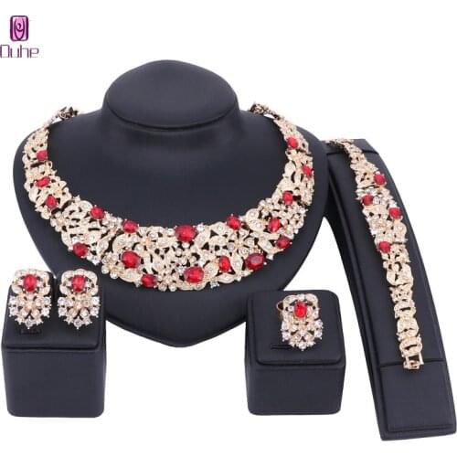 Bohemia Crystal Brides Jewelry Sets Gold Silver Color Rhinestone Necklace Set Wedding Jewelry for Women Bridal Party Anniversary