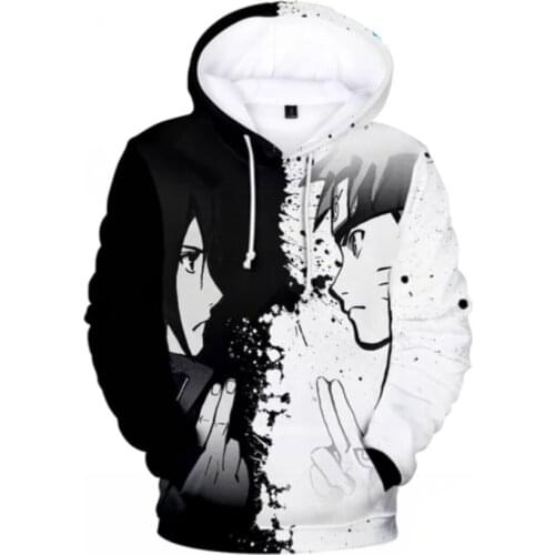 New Black and White 3D Printed Sasuke/Kakashi Hoodie Men/womens Hoodies With Cap Sweatshirt kids Hooded Pullover Akatsuki tops