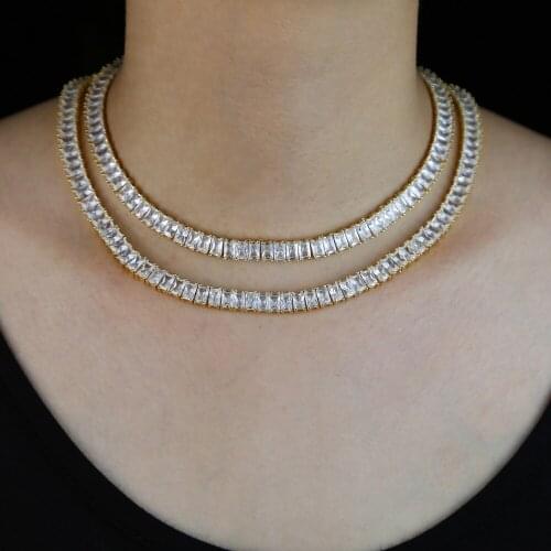 New Hip Hop necklace Bling Cubic Zirconia Iced Out Necklace Geometric Square AAA CZ Stone Tennis Chain For Men Women Jewelry