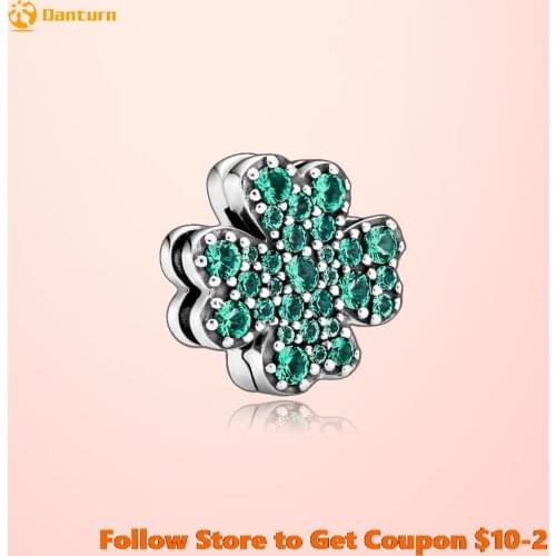 2020 Brand New 925 Sterling Silver Beads Pave Four-Leaf Clover Clip Charm fit Original Pandora Reflexions Bracelets Jewelry