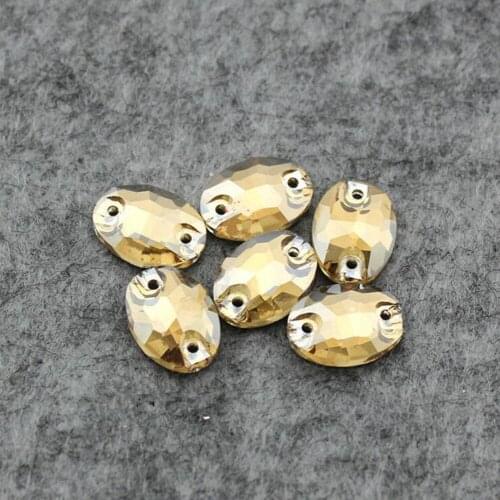 Egg Shape Oval Two Holes Peach Glass Sew On Stones For Clothes Bags Shoes Design