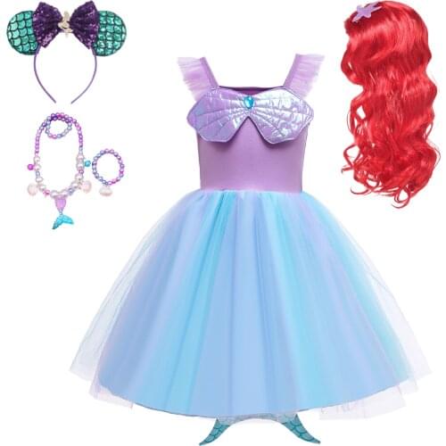 Girls Little Mermaid Ariel Princess Dress Cosplay Costumes For Kids Baby Girl Holiday Children Halloween Clothing