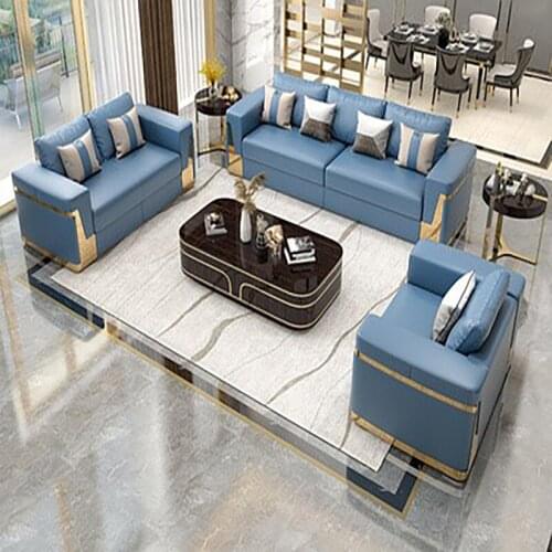 Light luxury leather art sofa combination simple living room villa original designer model room complete furniture