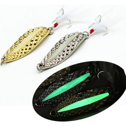 2 Pcs/Lot Luminous Mix Color Fishing Sequin Bait Gold Silver Hook Artificial Bass Wobbler Metal Spoon Lure Hard Spinner L77