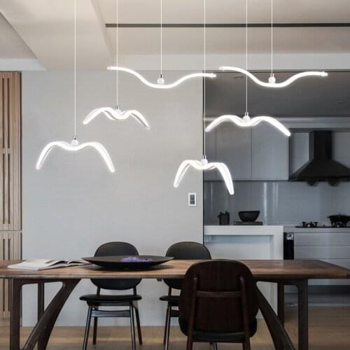 Nordic Seagull Design Led Acrylic pendant lamp For Bar/Kitchen Bird Chandelier Ceiling Lustre Suspension Luminaire Light Fixture