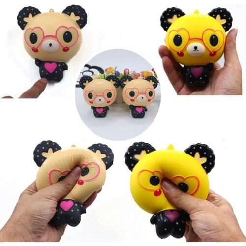 Squishies Slow Rising Jumbo Kawaii Cute Glasses Bear for Kids Party Toys Stress Reliever Toy