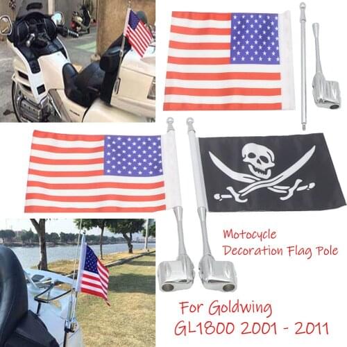 For Goldwing GL1800 2001-2011Motocycle Flag Pole Side Mount Luggage Rack Antenna Vertical