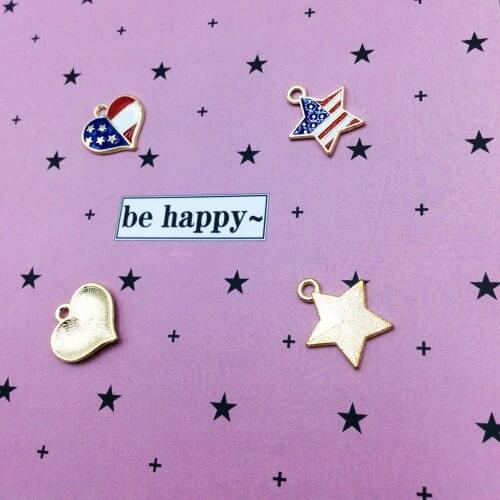10pcs DIY Jewelry Accessories Charms Enamels Gift Alloy American Flag Love Pendant Earring Bracelet Necklace Jewelry Accessories