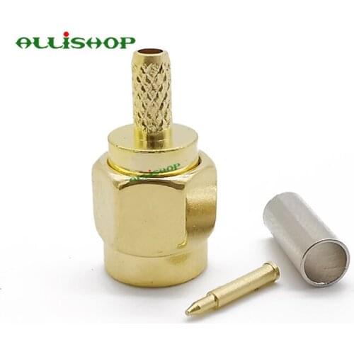 10 Pcs SMA male Crimp plug connector for RG316 RG174 LMR100 cable SMA male Solder Wire Connector PTFE Brass