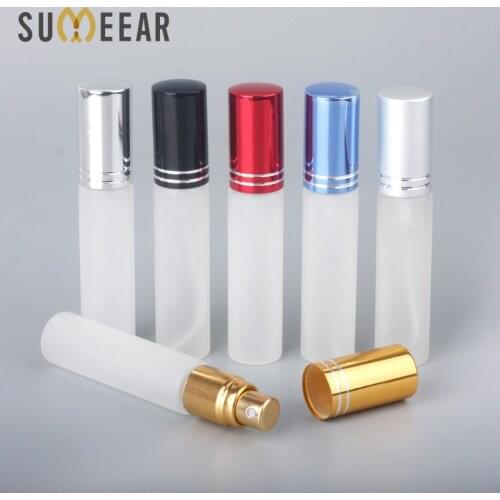 100 Pcs/lot 10ml Refillable Spray Bottle Frosted Glass Bottle Perfume Atomizer Pump Portable Travel Container Cosmetic Custom