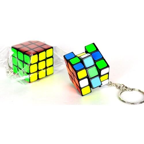 3*3*3 Magic Cube PVC Sticker Mini Portable Pocket Key-Chain Educational Cube Puzzle Toys For Children Adult Key Decoration