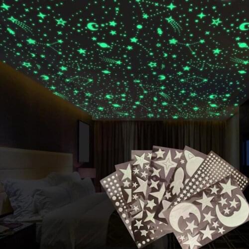 3D Luminous Stars Dots Fluorescent Wall Sticker Glow In Dark Decal Bedroom Ornament Home Decoration Kids Room Wall Art Decor