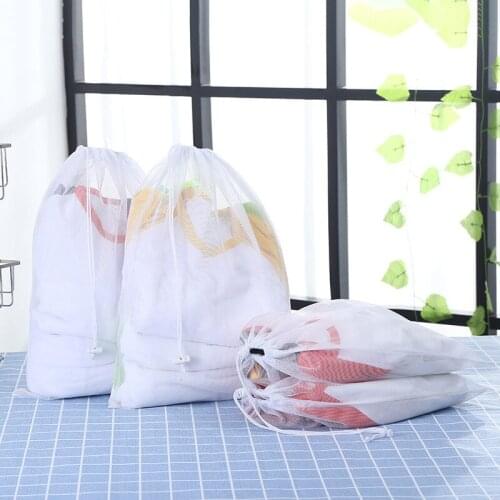 4 PCS Mesh Laundry Bag Basket Drawstring Beam Port Underwear Bra Washing Bags Household clean Organizer For Clothes