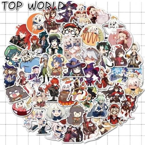 10/50pcs/set Genshin Impact Cartoon Open World Game Stickers For Laptop Motorcycle Skateboard Car Travel Case Phone Case