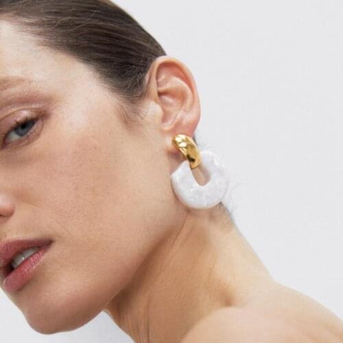 Larger Acrylic Piercing Earrings Creative Geometric Dangle Earrings Exaggeration Stud Earrings Women Jewelry Accessories