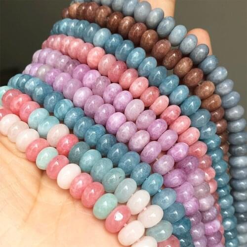 5x8mm Natural Morganite Angelite Oblate Stone Beads Round Rondelle Loose Spacer Beads For Jewelry Making Diy Bracelets Necklace