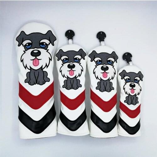 New PU Golf Headcovers Lovely Dog Golf Driver Fairway Woods Hybrid Covers 135ut Complete Set Mascot Novelty Gift
