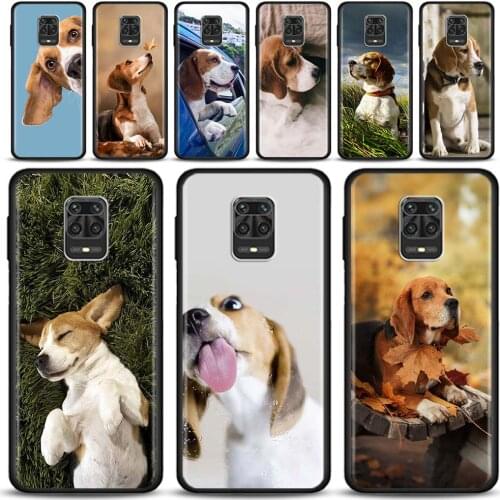 Beagle Dog Phone Case for Xiaomi Redmi Note 9 9s 8T 8 Pro 7 8A 9A 9C 9T 9i 9 Power Matte Bumper Cover Coque TPU Black Fundas