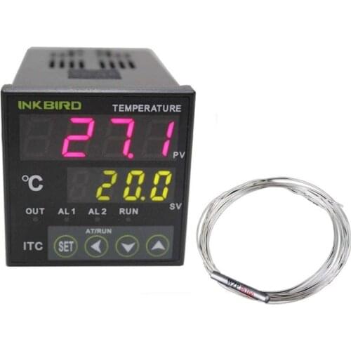Inkbird Digital LED Screen PID Temperature Controller on/off Thermostat Ac 100-240V ITC-100RH with PT100 Thermocouple