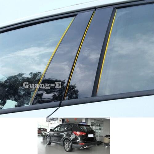 For Hyundai IX45 SantaFe Santa Fe 2013-2018 Car PC Material Pillar Post Cover Door Trim Window Piano Black Molding Sticker
