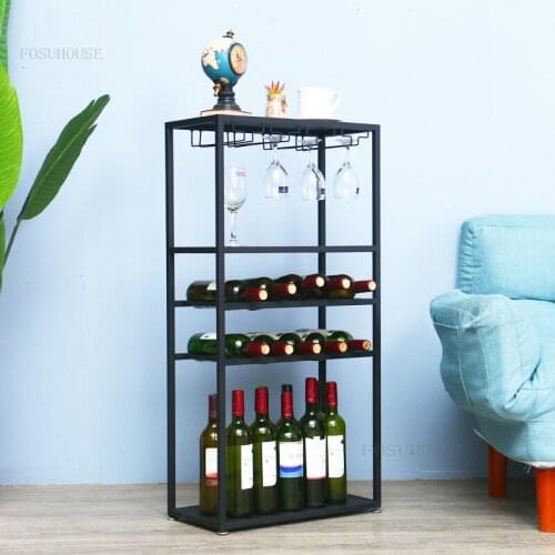 Wrought Iron Home Living Room Floor Wine Rack European Style Small Apartment Club Bar Cabinet Restaurant Cafe Wine-bottle Holder
