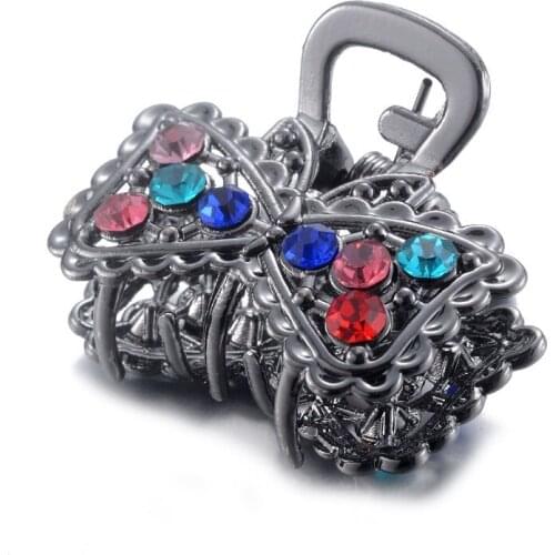 Small Metal Hair Claws Women Vintage Hair Jewelry Colorful Rhinestone Crystal Butterfly Crab Clip Ornaments Girls Best Gifts Hot