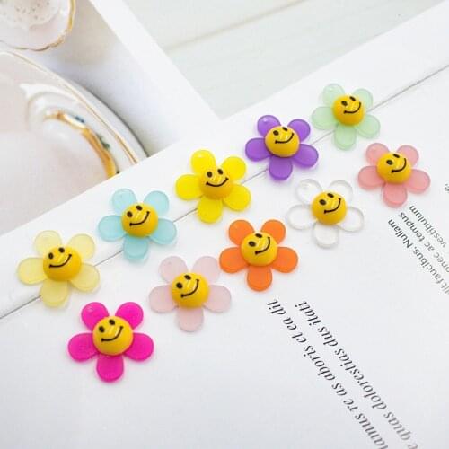 New arrived 50pcs/lot 22mm rounds Smiley core cartoon flowers shape resin beads diy jewelry earring/garment pendants accessory