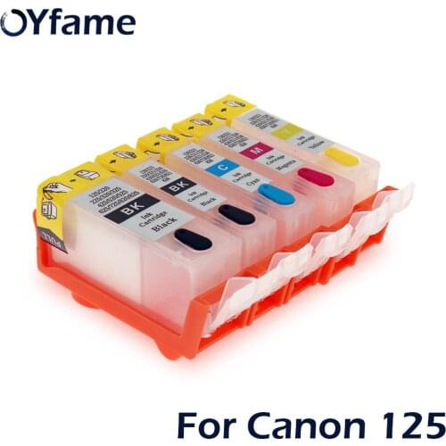 OYfame 5pcs PGI 125 CLI 126 PGI125 Refillable Ink cartridges for Canon PIXMA MG6110 MG6210 MG8110 MG8210 printer with ARC chips