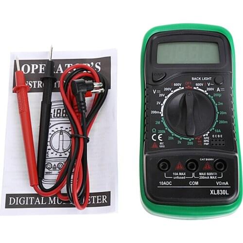 Portable Digital Multimeter Backlight AC/DC Ammeter Voltmeter Ohm Tester Meter XL830L Handheld LCD Multimetro